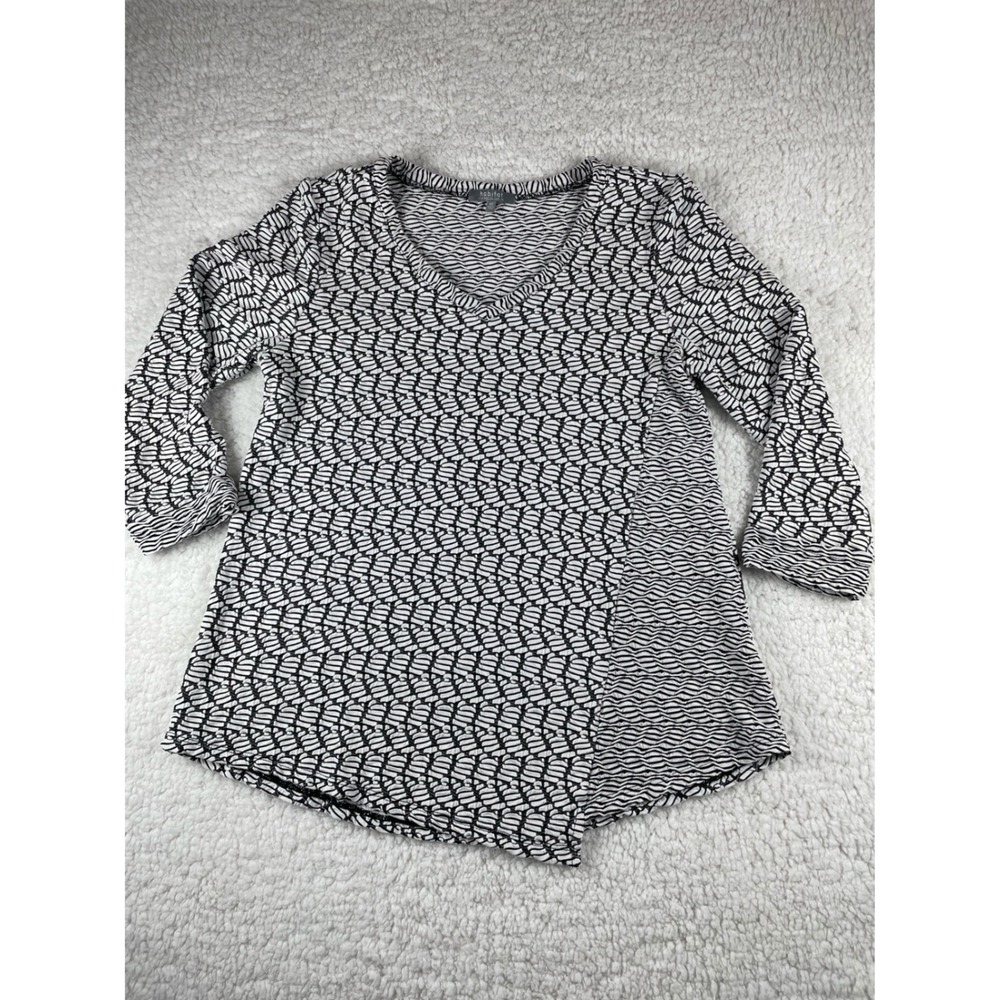Habitat Clothes To Live In Womens XS Black White Textured Puckered Knit Top